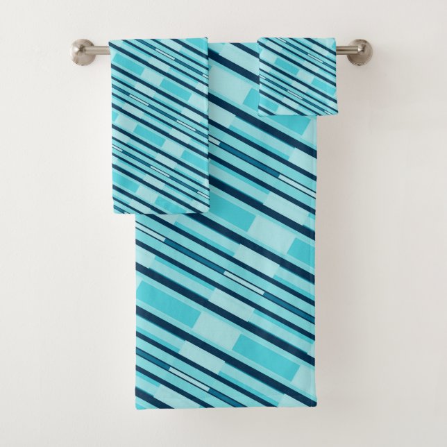 Conjunto De Toalhas Turquesa Blue Xadrez Native Line Art (Insitu)