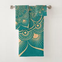Turquesa Boêmia Peach Mandala Bath Totoset