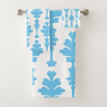 Turquesa Branco e Azul Damasco Modernidade Glamuro