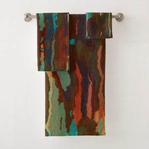 Conjunto De Toalhas Turquesa, ferrugem e Abstrato azul