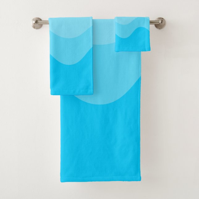 Conjunto De Toalhas Turquesa Wavey Stripe Moderna (Insitu)