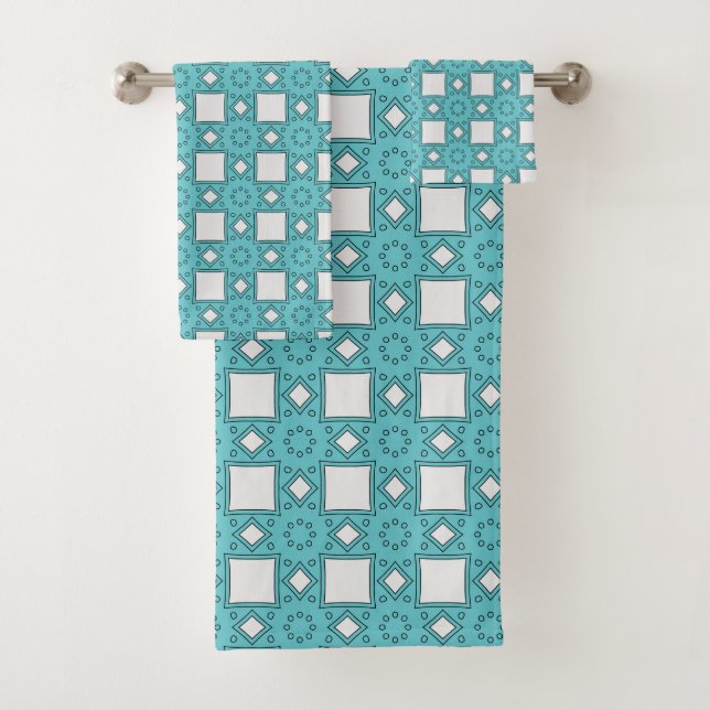 Conjunto De Toalhas Turquoise geometric-patterned  (Insitu)