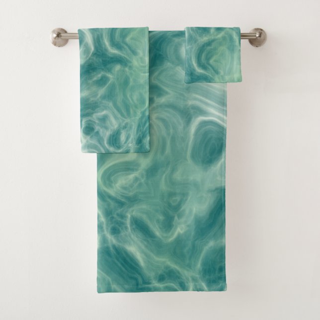 Conjunto De Toalhas Turquoise Green Abstrato (Insitu)