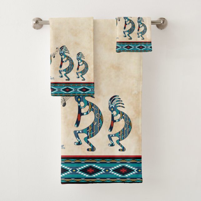 Conjunto De Toalhas Turquoise Kokopelli Bath Towel Set (Insitu)