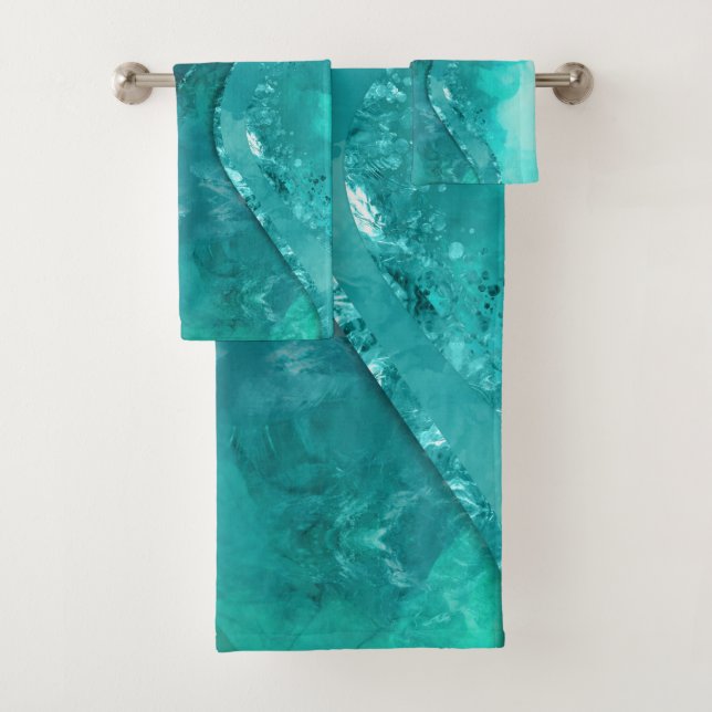 Conjunto De Toalhas Turquoise palette Flowing Abstract (Insitu)