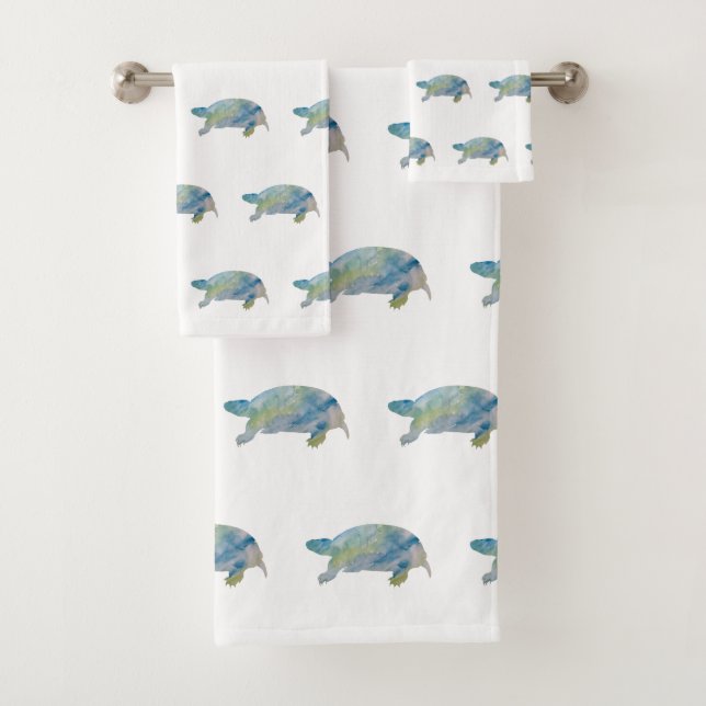 Conjunto De Toalhas Turtle Coastal Beach Bath Towel Set (Insitu)