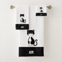 Tuxedo Cat & Monograma em preto e branco