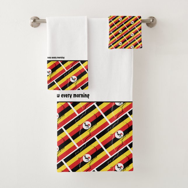 Conjunto De Toalhas UGANDA - Escritura Personalizada FLAG BRANCA (Insitu)