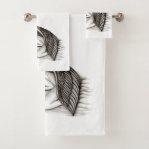 Conjunto De Toalhas Um anjo adormecido, Design preto e branco