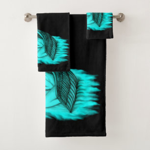 Conjunto De Toalhas Um anjo adormecido, Design preto e verde