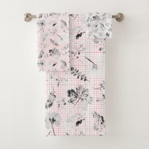 Conjunto De Toalhas Um clássico papel de parede floral preto e branco