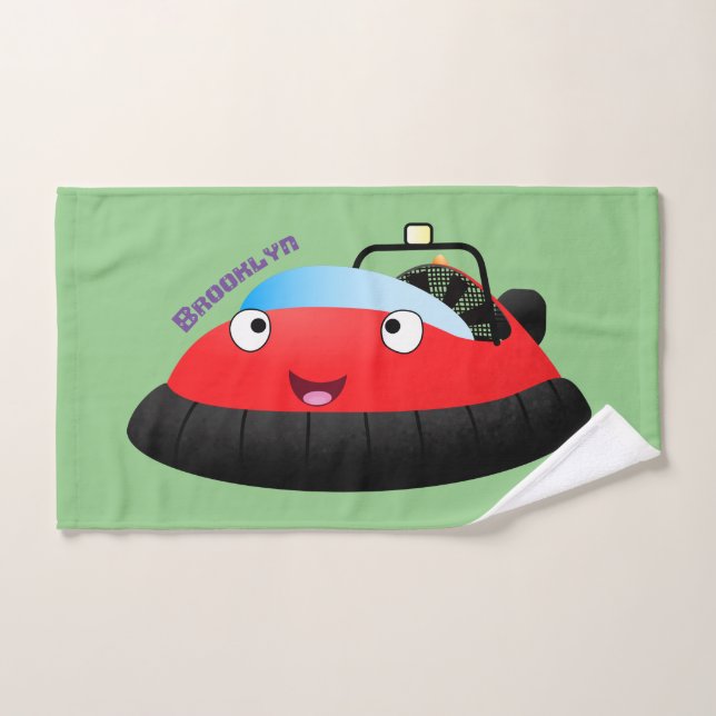Conjunto De Toalhas Um desenho animado de hovercraft, vermelho e bonit (Toalha de mão)