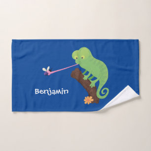Conjunto De Toalhas Um desenho animado verde-feliz chameleon lagarto