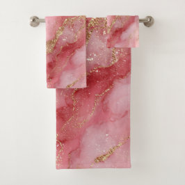 Conjunto De Toalhas Um fundo de mármore rosa luxuoso