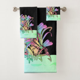 Conjunto De Toalhas Um Monte De Flores De Pastel Pretas