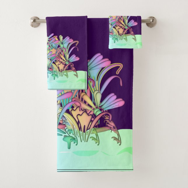 Conjunto De Toalhas Um Monte De Flores De Pastel Roxo (Insitu)