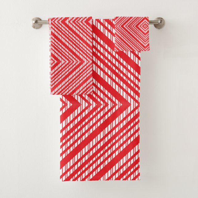 Conjunto De Toalhas Um padrão simétrico com vermelho, laranja e p (Insitu)