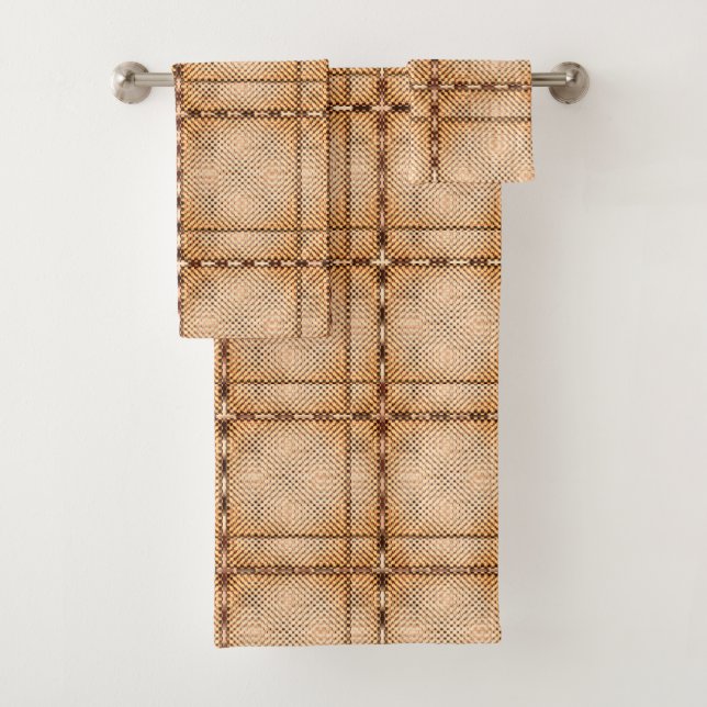 Conjunto De Toalhas Um tartano de xadrez irregulares acastanhado (Insitu)