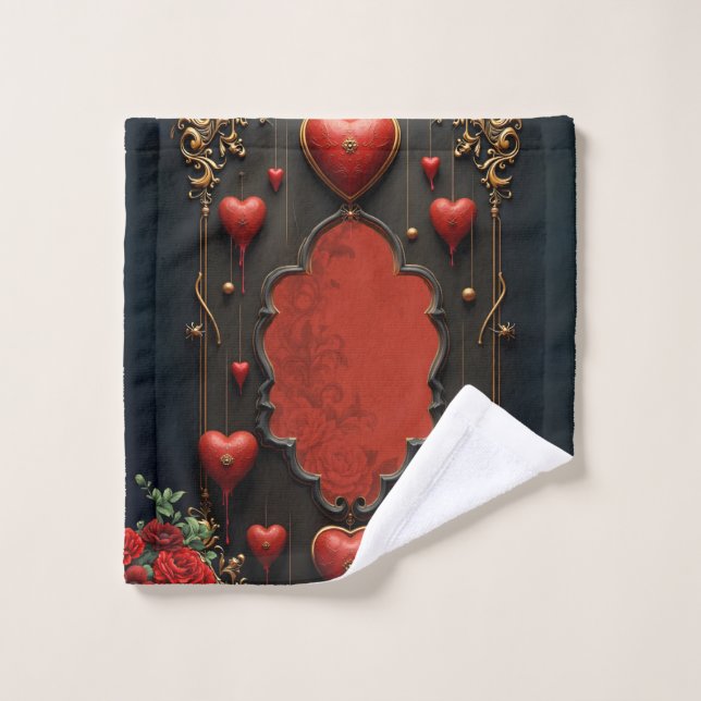 Conjunto De Toalhas Um toque de gótica, corações e conexão eterna. (Pano de lavar)