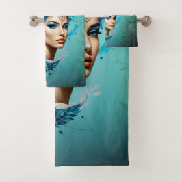 Conjunto De Toalhas Uma mulher cativante com uma cabeça majestosa de l
