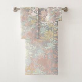 Conjunto De Toalhas único, lindo, colorido, padrão pintado um gre