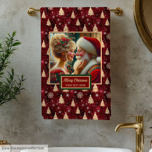 Conjunto De Toalhas Único Sr. e Sra. Claus Red Dourada Bath Toel