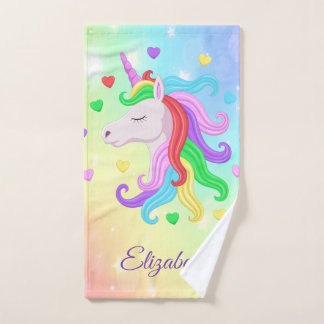 Conjunto De Toalhas Unicorn Pony Rainbow Stars Pastel Girly Magical