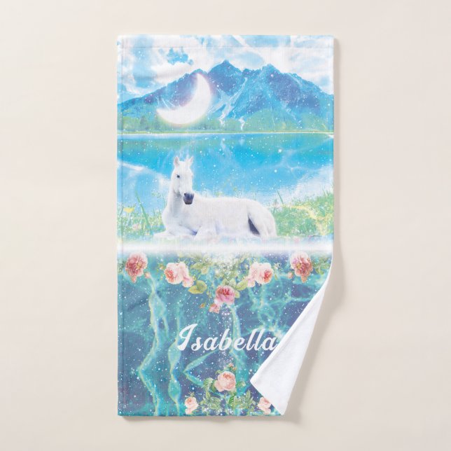 Conjunto De Toalhas Unicórnio num mundo de sonho paraíso (Toalha de mão)