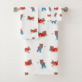 Conjunto De Toalhas Urso Bonito com Padrão de Abelha
