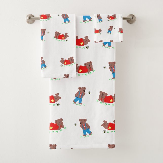 Conjunto De Toalhas Urso Bonito com Padrão de Abelha (Insitu)