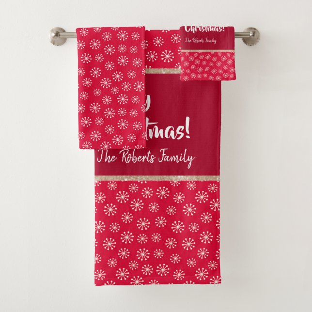 Conjunto De Toalhas Urso de Natal com Presente e Flocos de Neve, Verme (Insitu)