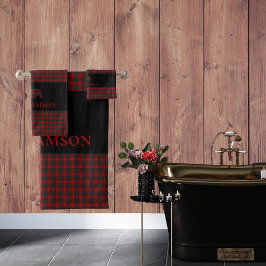 Conjunto De Toalhas Urso do Monograma da Xadrez russa | Buffalo Red Bl