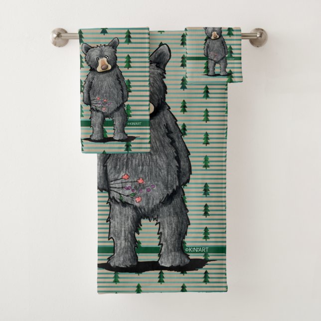 Conjunto De Toalhas Urso Negro e Árvores do KiniArt (Insitu)