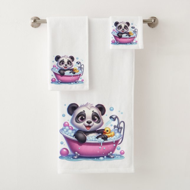 Conjunto De Toalhas Urso Panda Bonito em Banho de Bolha (Insitu)