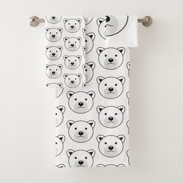 Conjunto De Toalhas Urso Polar de Cartoon Bonito (Insitu)