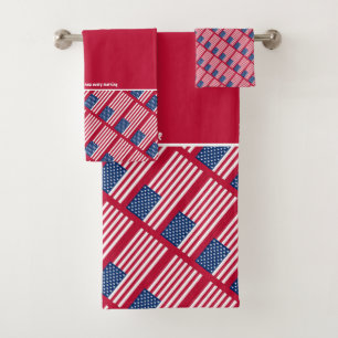 Conjunto De Toalhas US AMERICAN FLAG Personalizado Scripting RED