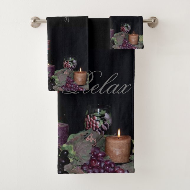 Conjunto De Toalhas Uvas, Vinho e Velas (Insitu)