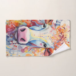 Conjunto De Toalhas Vaca em Aquarela Bubbly Soft