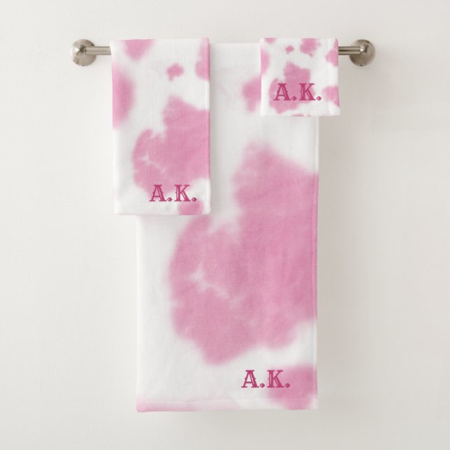 Conjunto De Toalhas Vaca rosa-branca Impressão do Rodeio Ocidental (Insitu)