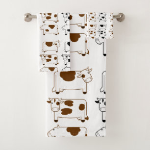 Conjunto De Toalhas Vacas de leiteria bonitos dos desenhos animados