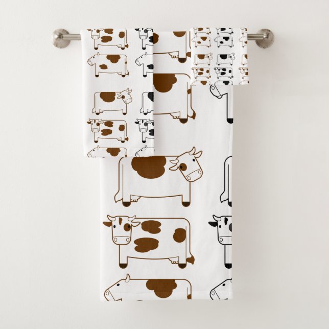 Conjunto De Toalhas Vacas Leiteiras de Cartoon (Insitu)