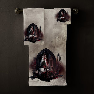 Conjunto De Toalhas Vampy Boudoir Suíte Gothic Red Victorian Bedroom