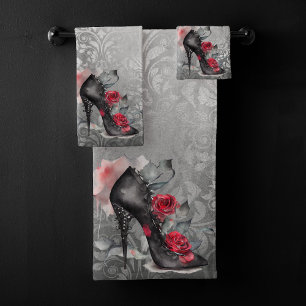 Conjunto De Toalhas Vampy Spiked Stiletto Grunge de alto salto Rosa