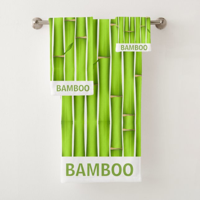 Conjunto De Toalhas Varinhas de bambu verde sortudas modernas personal (Insitu)