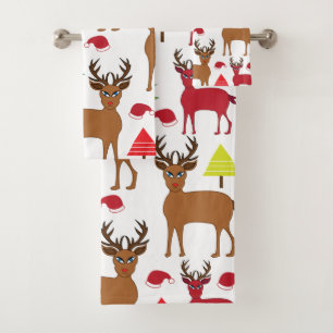 Conjunto De Toalhas Veado de Natal Inverno Festivo Natal