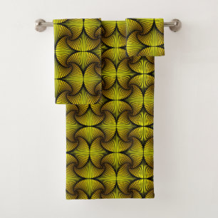 Conjunto De Toalhas Ventilador 3D Geométrico 3D Gráfico Amarelo