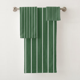 Conjunto De Toalhas Verde Caçador e Branco fino horizontal