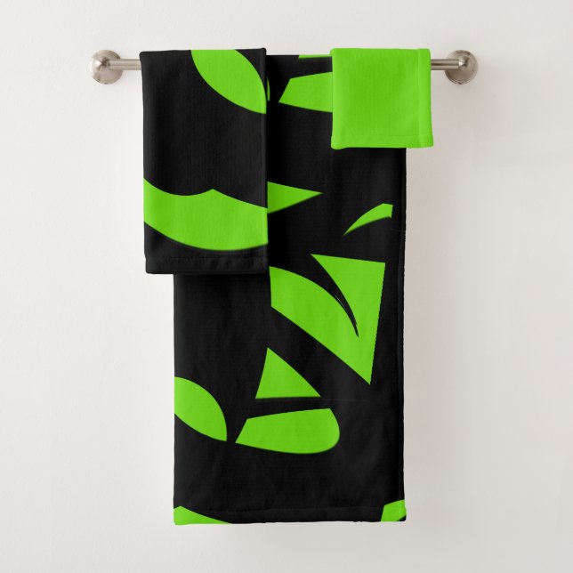 Conjunto De Toalhas Verde Contemporâneo / Preto (Insitu)