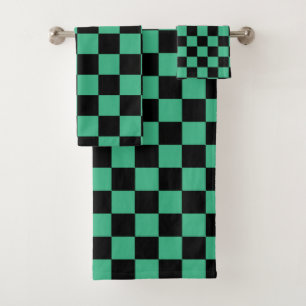 Conjunto De Toalhas Verde e preto Checkered do Aqua