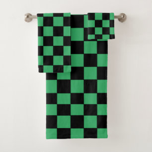 Conjunto De Toalhas Verde e preto verificados
